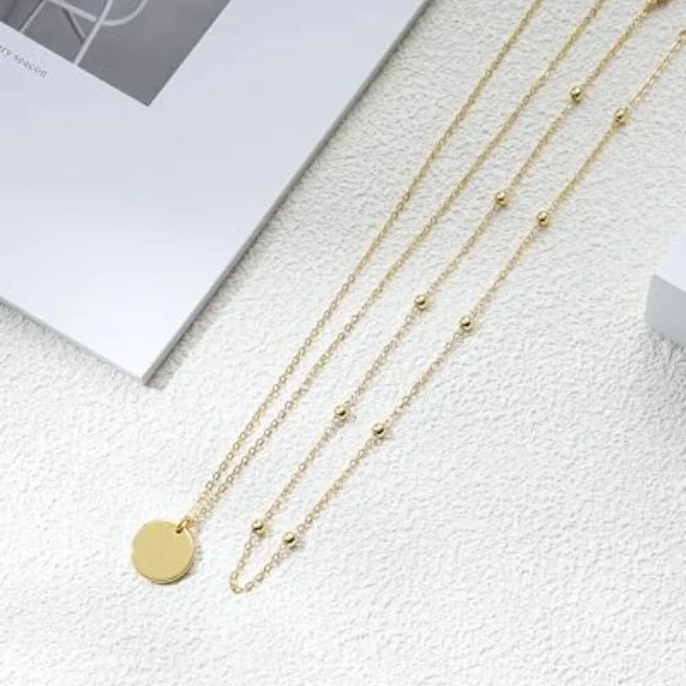 Gold Plated Layered Necklace Dainty Minimal Chic Y2K Trendy Jewelry Gift_7
